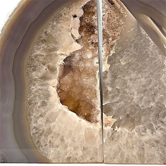 Agate Bookends Crystal Geode Center Natural Stone Book End Bookshelf Decor (FQ) - Picture 2 of 16